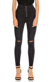 Guess Yırtık Desenli Skinny Jean Siyah Pantolon