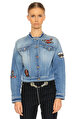Karl Lagerfeld İşleme Detaylı Mavi Jean Ceket