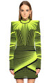 Balmain Çizgili Neon Mini Elbise