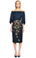 Ted Baker Çiçek Desenli Kayık Yaka Lacivert Elbise