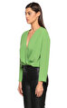 Exquise Çıtçıtlı Yeşil Bluz