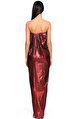 Lanvin Parıltılı Straplez Uzun Kırmızı Elbise
