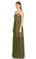 Alberta Ferretti Dantelli Yeşil-Pudra Uzun Elbise