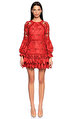 Alexis Dantel İşlemeli Kırmızı Mini Elbise