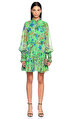 Alexis Çiçek Desenli Yeşil Mini Elbise