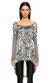 Thomas Wylde Zebra Desenli Uzun Kollu Gri T-Shirt