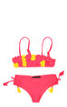 Miss Blumarine Kız Çocuk Çiçek Desenli Pembe-Sarı Bikini