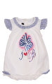 Miss Blumarine Kız Bebek Baskı Desen Çıtçıtlı Beyaz-Mavi Tulum