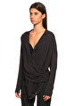 Donna Karan Kruvaze Siyah Bluz