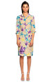 Versace Çiçek Desenli Bej Elbise