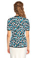 Michael Kors Collection Leopar Desenli Mavi Beyaz Bluz