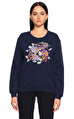 Carven İşleme Detaylı Lacivert Sweatshirt