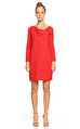 Paule Ka Yakası Fiyonk Detaylı Mini Kırmızı Elbise
