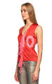 Fornarina Jeans V Yaka Kolsuz Kırmızı Pembe T-Shirt