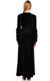 Zeynep Erdogan Kadife Yarasa Kollu Uzun Siyah Gece Elbisesi