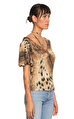 Just Cavalli Leopar Desenli Kayık V Yaka T-Shirt