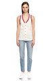 Fornarina Jeans Önden Düğmeli Beyaz T-Shirt