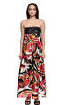 M.Missoni Karma Desenli Ve İşleme Detaylı Straplez Renkli Uzun Elbise