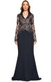 Reem Acra Lacivert Gece Elbisesi