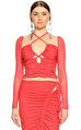 Fuchsia Jersey Cut Out Top Bluz