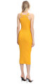 Canary Yellow inserted Lace Knit Elbise