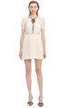 ivory Macrame Lace Chiffon Mini Elbise