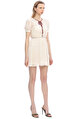 ivory Macrame Lace Chiffon Mini Elbise