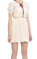 ivory Macrame Lace Chiffon Mini Elbise
