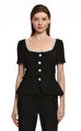 Black Bonded Crepe Top Bluz