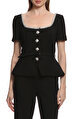 Black Bonded Crepe Top Bluz