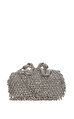 Silver Embellished Bow Clutch Çanta