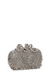 Silver Embellished Bow Clutch Çanta