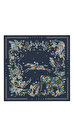 Longchamp Lacivert İpek Eşarp 90x90 cm