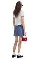 Textured Denim Mini Etek