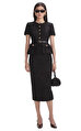 Black Tinsel Boucle Tailored Midi Elbise