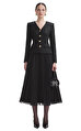 Black Tinsel Boucle Chiffon Midi Elbise