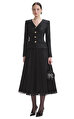 Black Tinsel Boucle Chiffon Midi Elbise