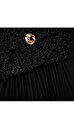 Black Tinsel Boucle Chiffon Midi Elbise