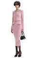 Pink Embellished Knit Midi Etek