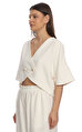 Lila Mie Beyaz Crop Top