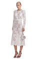 White Lace Embellished Midi Elbise