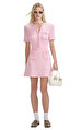 Pink Textured Knit Mini Elbise