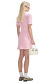 Pink Textured Knit Mini Elbise