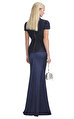 Navy Metallic Boucle Maxi Elbise