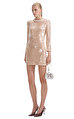 Pearl Trim Sequin Mini Elbise