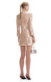 Pearl Trim Sequin Mini Elbise
