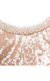 Pearl Trim Sequin Mini Elbise