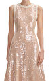 Sequin Pearl Trim Midi Elbise