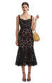 Black Fine Lace Midi Elbise