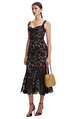 Black Fine Lace Midi Elbise
